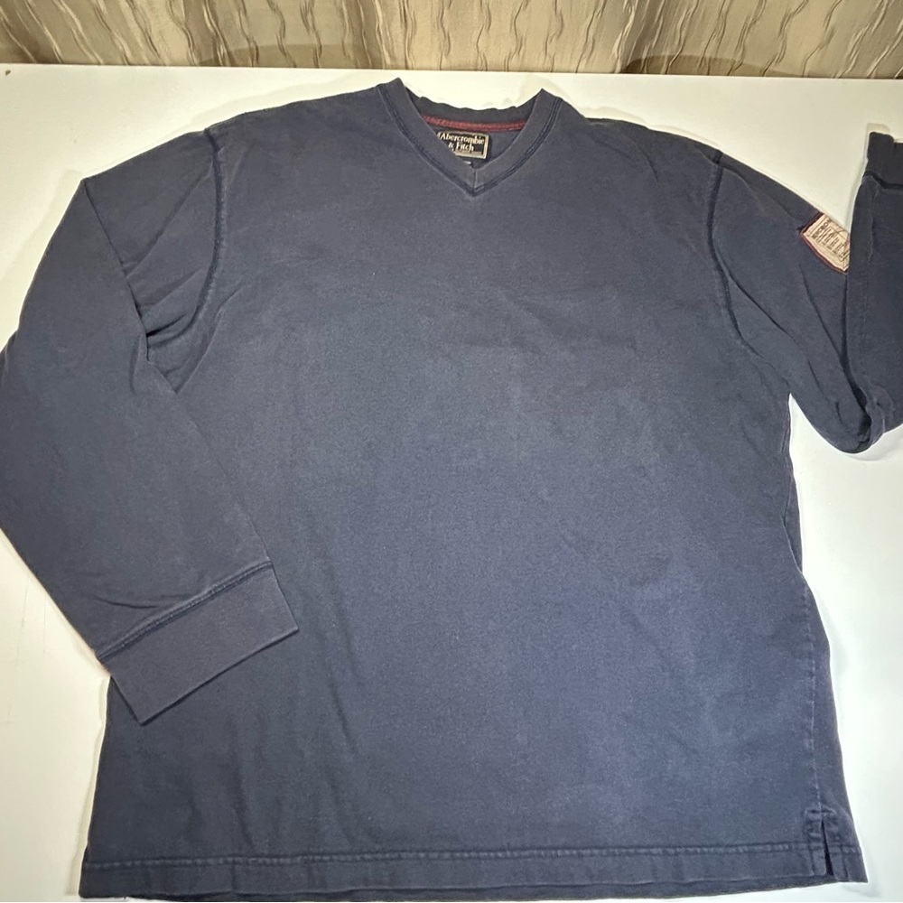 Vintage Abercrombie & Fitch Men’s L Large Slate Blue Long Sleeve 100% Cotton Tee